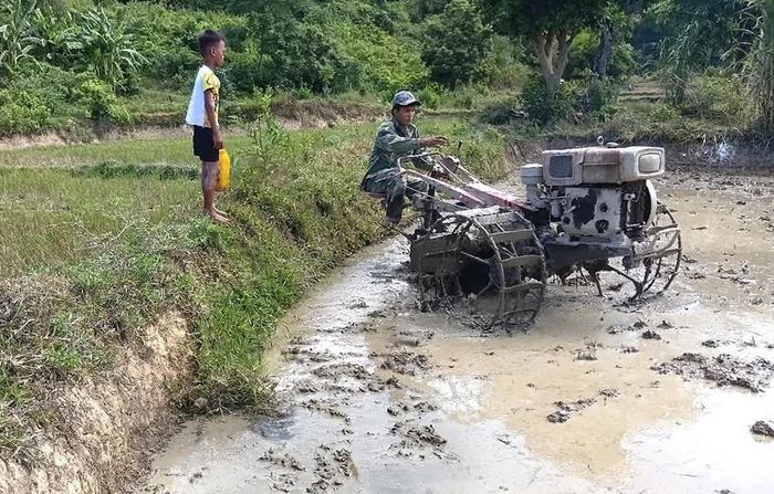 Người dân làm đất trước khi gieo sạ lúa - Ảnh: Trung tâm DVTH cung cấp
