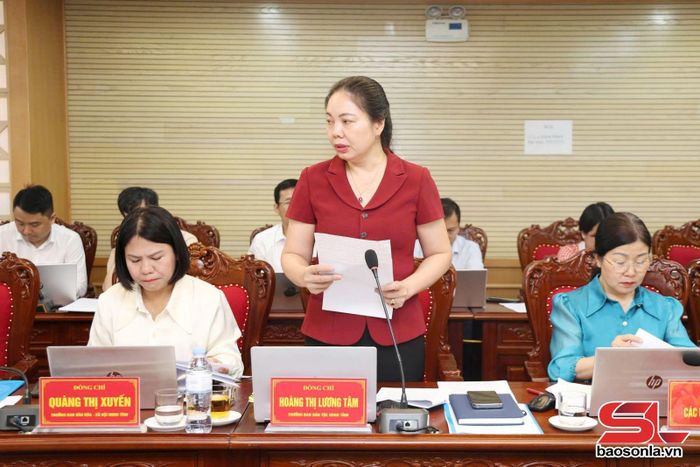 Lãnh đạo Ban Dân tộc, HĐND tỉnh trình bày dự thảo nghị quyết thuộc lĩnh vực.