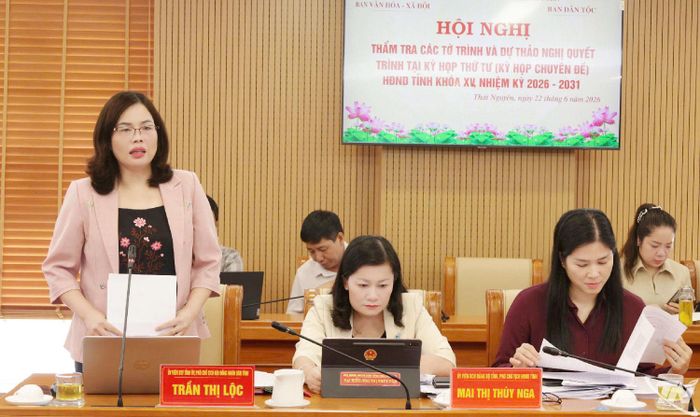 Đồng chí Trần Thị Lộc phát biểu tại Hội nghị.