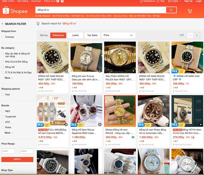 Đồng hồ giả mạo thương hiệu Rolex vẫn xuất hiện tràn lan trên Shopee