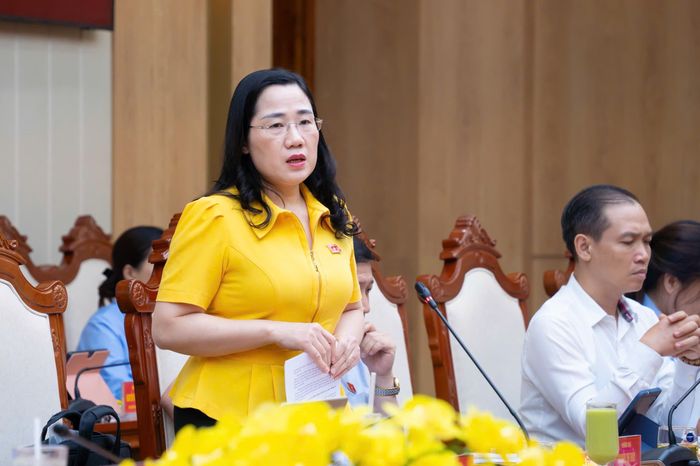 Phó Chủ nhiệm Ủy ban Pháp luật và Tư pháp Nguyễn Thị Thủy phát biểu