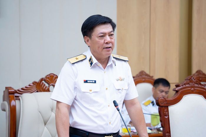 Chuẩn Đô đốc, Phó Tư lệnh Quân chủng Hải quân Việt Nam Phạm Minh Tuấn phát biểu
