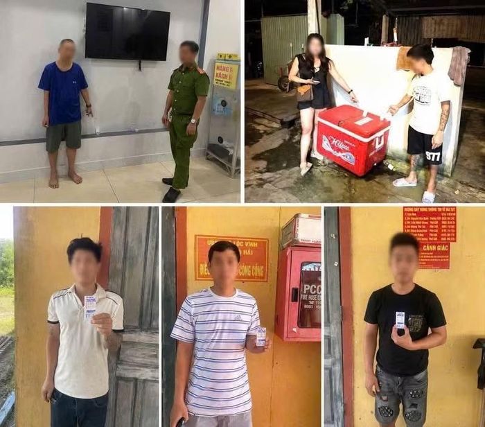 Công an xã lấy mẫu test ma túy đối với các đối tượng nằm trong diện nghi vấn trên địa bàn.