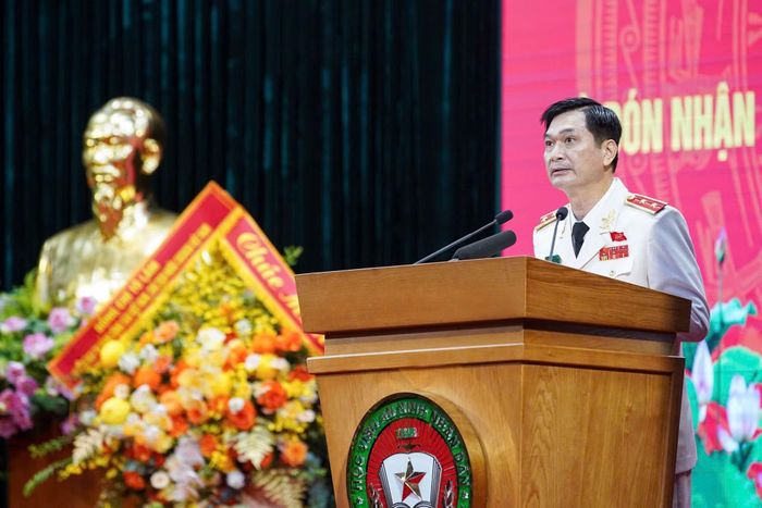 Trung tướng, PGS.TS Trịnh Ngọc Quyên, Giám đốc Học viện ANND phát biểu tại lễ kỷ niệm.