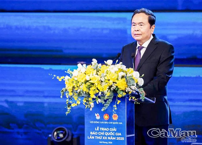 Chủ tịch Quốc hội Trần Thanh Mẫn phát biểu tại Lễ trao Giải Báo chí Quốc gia lần thứ XX.