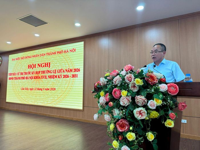 Giám đốc Công an thành phố Hà Nội Nguyễn Thanh Tùng phát biểu tại kỳ họp. Ảnh: Vân Nhi