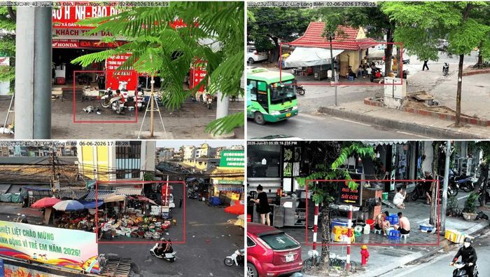 Các hành vi vi phạm trật tự đô thị bị camera AI ghi lại. Ảnh: Cơ quan công an cung cấp