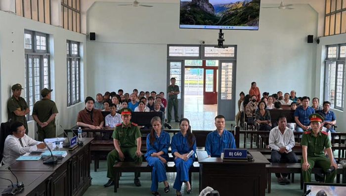 Các bị cáo tại phiên tòa.