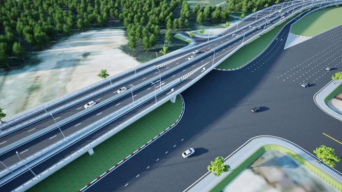  Đoạn từ cảng Phú Hữu đến cảng SP-ITC xây dựng cầu cạn quy mô 4 làn xe và 3 vị trí kết nối với phần đường đi thấp. Ảnh phối cảnh: Sở Xây dựng TP.HCM. 