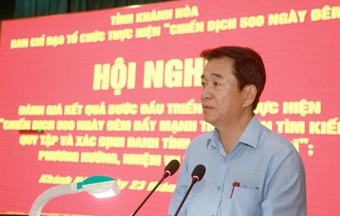 Ông Nguyễn Long Biên, Phó Chủ tịch UBND tỉnh Khánh Hòa, nhấn mạnh quyết tâm hoàn thành nhiệm vụ tìm kiếm, quy tập và xác định danh tính hài cốt liệt sĩ theo chỉ đạo của Trung ương