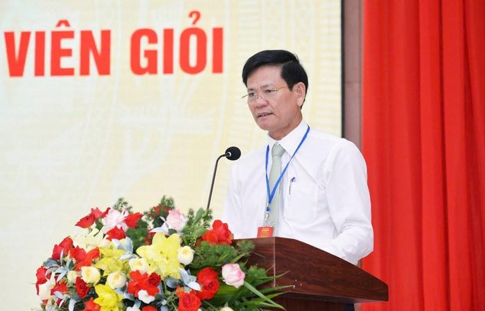 Ủy viên Ban Thường vụ Tỉnh ủy, Trưởng ban Tuyên giáo và Dân vận Tỉnh ủy Ngô Văn Trọng phát biểu khai mạc hội thi