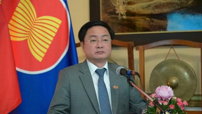 Bí thư Tỉnh ủy Tây Ninh Nguyễn Văn Quyết phát biểu chào mừng Hội nghị xúc tiến đầu tư tại Thủ đô Brussels (Bỉ).