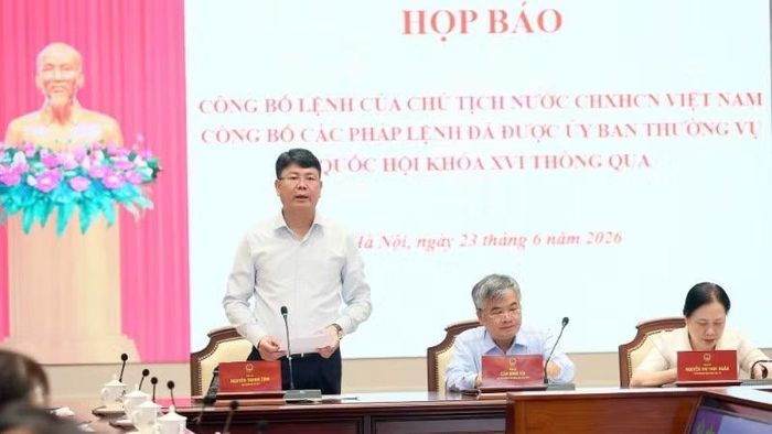 Thứ trưởng Tư pháp Nguyễn Thanh Tịnh tại cuộc họp báo.
