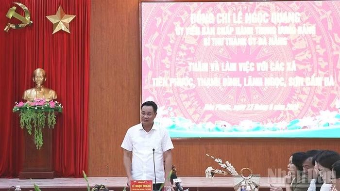 Bí thư Thành ủy Đà Nẵng Lê Ngọc Quang phát biểu tại buổi làm việc.