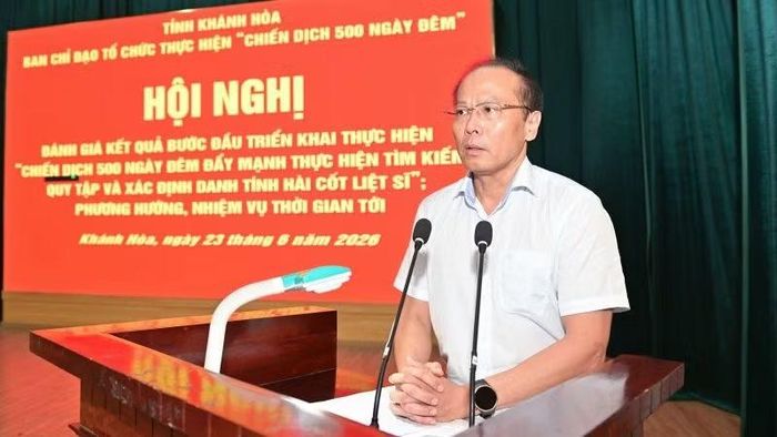 Phó Bí thư Tỉnh ủy Nguyễn Khắc Hà (Phó Trưởng ban Chỉ đạo tỉnh) phát biểu tại hội nghị.