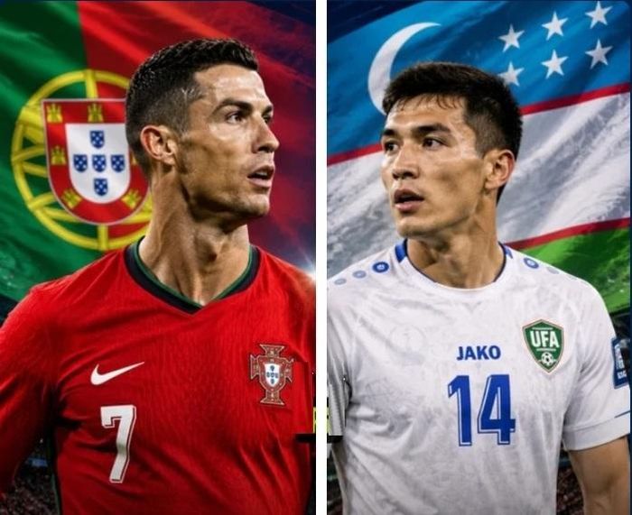Cristiano Ronaldo (Bồ Đào Nha) và Abdukodir Khusanov (Uzbekistan)