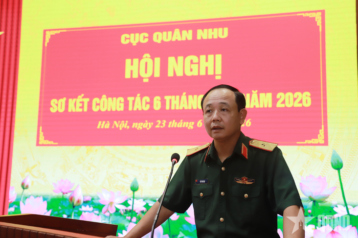 Thiếu tướng Đỗ Văn Hậu, Cục trưởng Cục Quân nhu phát biểu kết luận hội nghị.