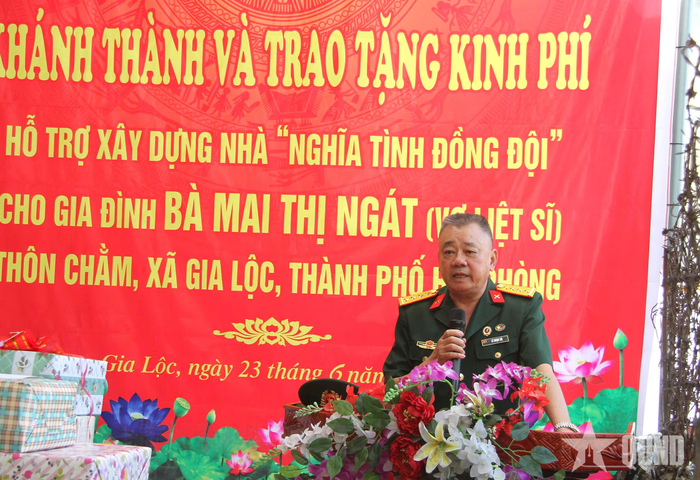 Đồng chí Lê Ngọc Hà, Chủ tịch Hội Doanh nghiệp doanh nhân CCB TP Hải Phòng phát biểu.