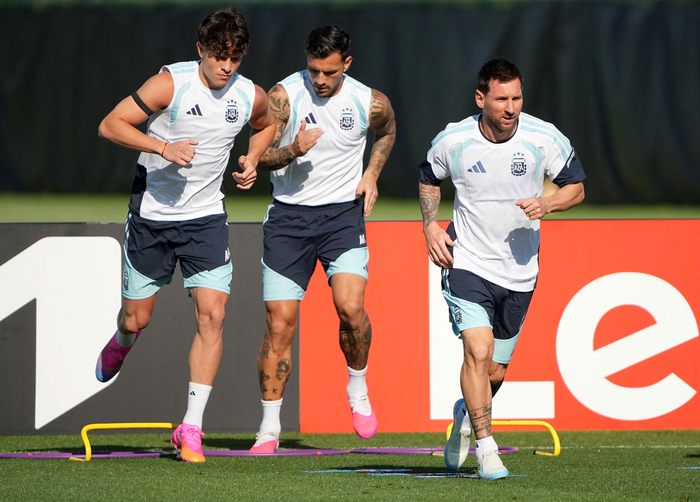 Messi tập luyện cùng đồng đội tại World Cup 2026. Ảnh: Getty