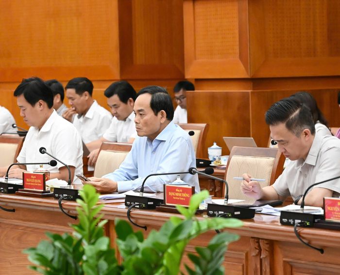  Bí thư Thành ủy TPHCM Trần Lưu Quang dự hội nghị tại điểm cầu TPHCM. Ảnh: VIỆT DŨNG 