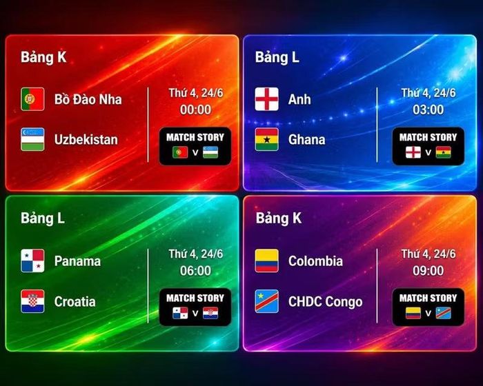 Lịch thi đấu World Cup 2026 ngày 24/6.
