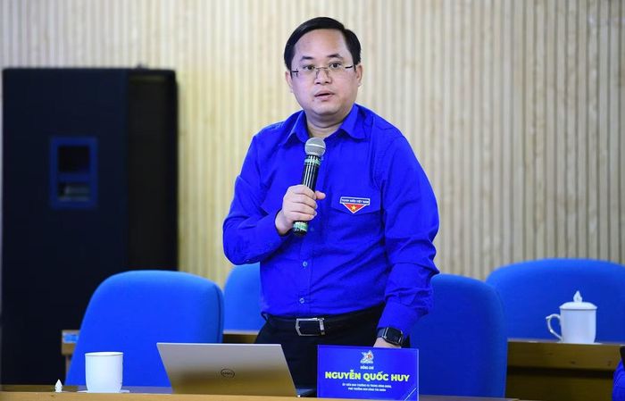 Anh Nguyễn Quốc Huy chia sẻ tại chương trình họp báo thông tin về Đại hội. Ảnh: Xuân Tùng