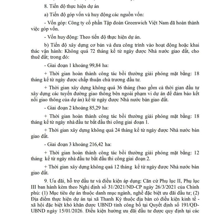 Ngày 13/02/2026, UBND tỉnh Thanh Hóa ban hành Quyết định số 512/QĐ-UBND do ông Mai Xuân Liêm, Phó Chủ tịch UBND tỉnh ký, về việc chấp thuận chủ trương đầu tư đồng thời chấp thuận nhà đầu tư thực hiện Dự án.