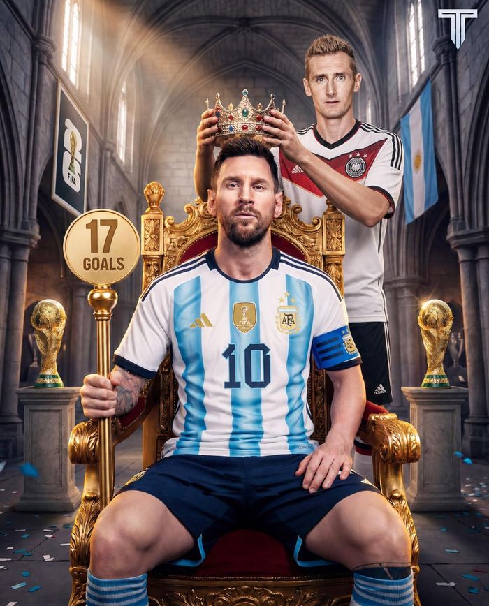 Miroslav Klose nhường "ngai vàng" cho Lionel Messi - Ảnh: T.T