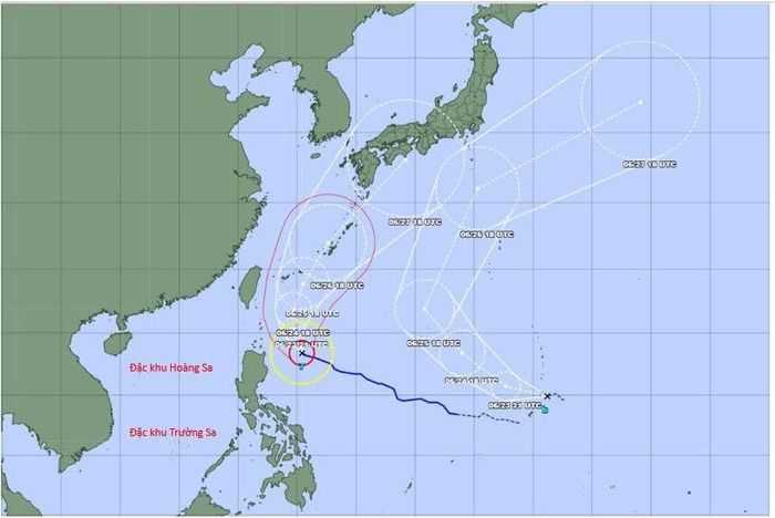 Đường đi của siêu bão Mekkhala và áp thấp nhiệt đới ngày 23/6/2026. Nguồn: NCHMF