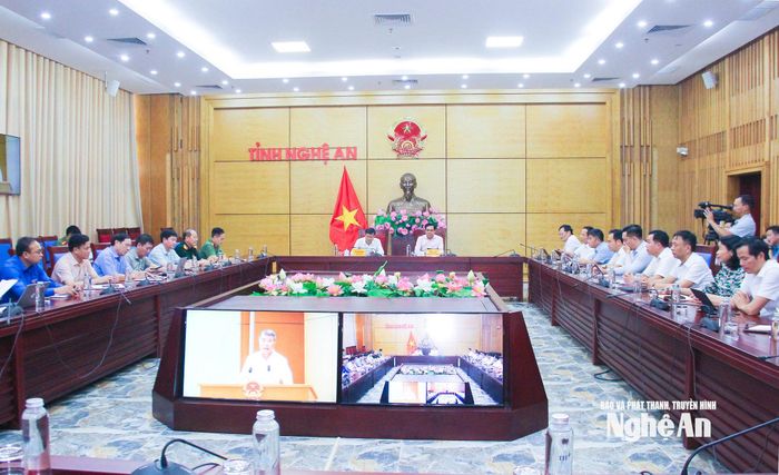 Điểm cầu hội nghị tại Nghệ An. Ảnh: Mai Hoa