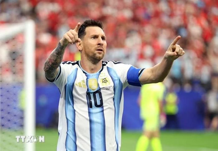 Messi đi vào lịch sử với tư cách chân sút vĩ đại nhất World Cup. (Ảnh: AFP/TTXVN)