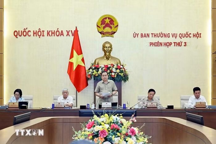 Chủ tịch Quốc hội Trần Thanh Mẫn phát biểu bế mạc phiên họp. (Ảnh: Doãn Tấn/TTXVN)
