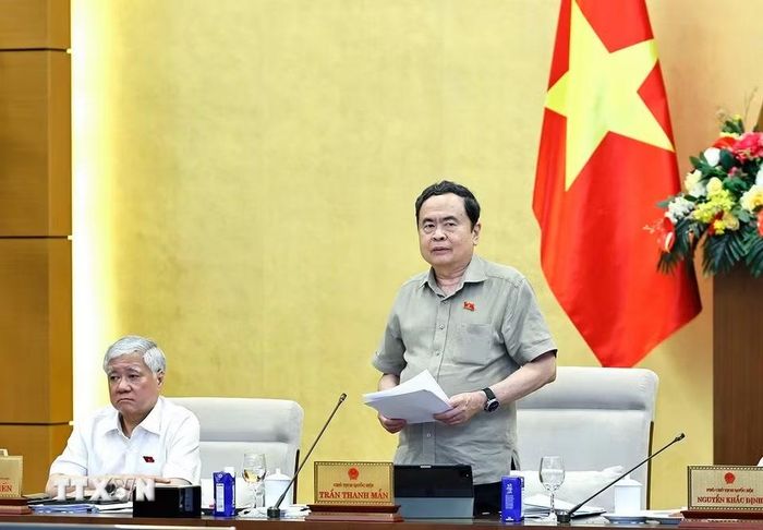 Chủ tịch Quốc hội Trần Thanh Mẫn phát biểu bế mạc phiên họp. (Ảnh: Doãn Tấn/TTXVN)