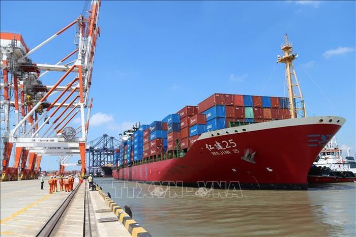 Cảng Tân Cảng - Cái Mép Thị Vải, Thị xã Phú Mỹ (TP Hồ Chí Minh). Ảnh: Huỳnh Sơn/TTXVN