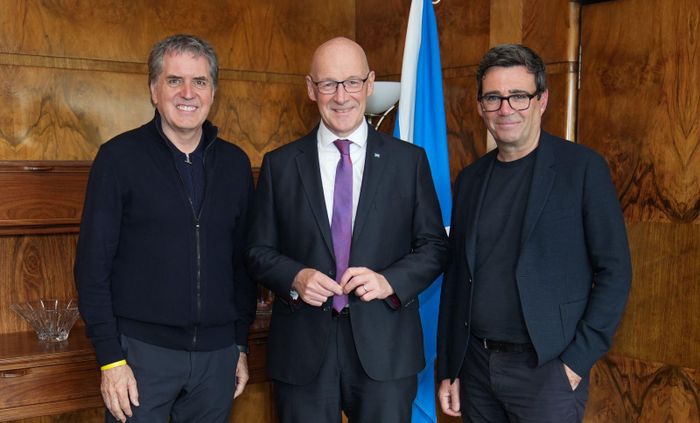 Ông Burnham cùng Thủ hiến Scotland John Swinney và Thị trưởng Liverpool Steve Rotheram tại Edinburgh, năm 2024. Ảnh: Wikipedia