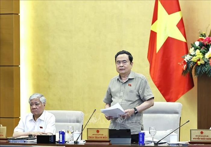 Chủ tịch Quốc hội Trần Thanh Mẫn phát biểu bế mạc phiên họp. Ảnh: Doãn Tấn/TTXVN