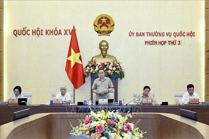 Chủ tịch Quốc hội Trần Thanh Mẫn phát biểu bế mạc phiên họp. Ảnh: Doãn Tấn/TTXVN