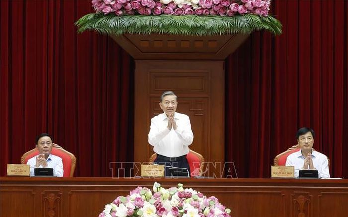 Tổng Bí thư, Chủ tịch nước Tô Lâm chủ trì cuộc gặp mặt cán bộ quy hoạch diện Bộ Chính trị quản lý. Ảnh: Thống Nhất/TTXVN