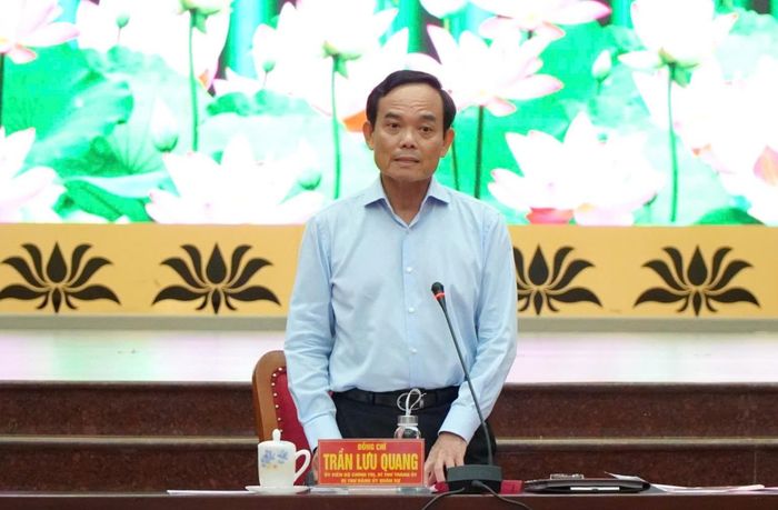 Ông Trần Lưu Quang, Ủy viên Bộ Chính trị, Bí thư Thành ủy, Bí thư Đảng ủy Quân sự TP Hồ Chí Minh phát biểu tại Hội nghị.