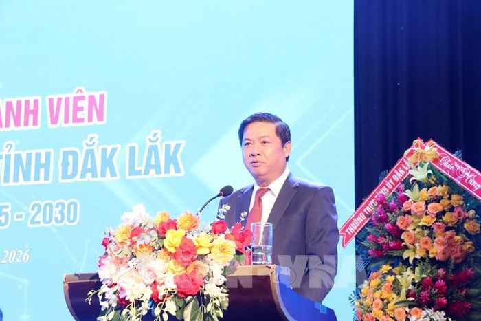 Ủy viên Ban Chấp hành Trung ương Đảng, Bí thư Tỉnh ủy Đắk Lắk Lương Nguyễn Minh Triết phát biểu chỉ đạo tại Đại hội. Ảnh: Hoài Thu – TTXVN