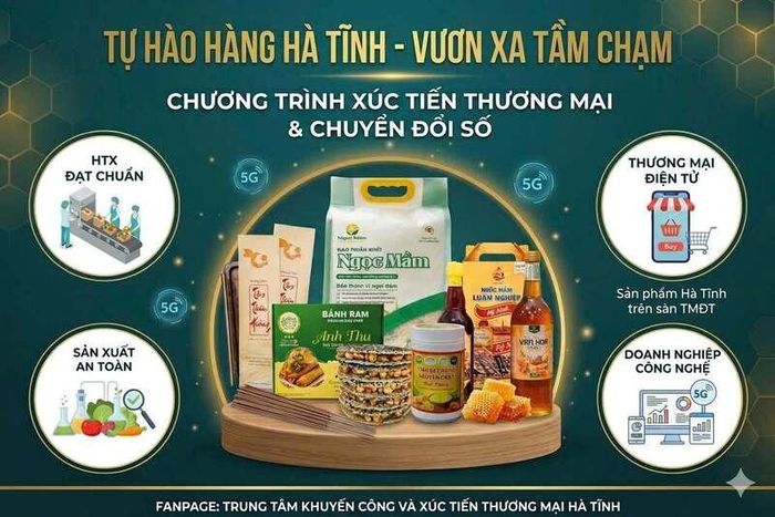 Ngành Công Thương Hà Tĩnh kêu gọi người dân Hà Tĩnh hãy ưu tiên lựa chọn sản phẩm tỉnh nhà khi mua sắm trực tuyến. Ảnh: Trung tâm KC&amp;XTTM Hà Tĩnh