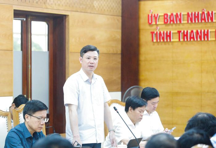 Giám đốc Sở Văn hóa, Thể thao và Du lịch Lê Văn Trung, Trưởng BTC Đại hội TDTT tỉnh Thanh Hóa lần thứ X, năm 2026 phát biểu tại hội nghị.