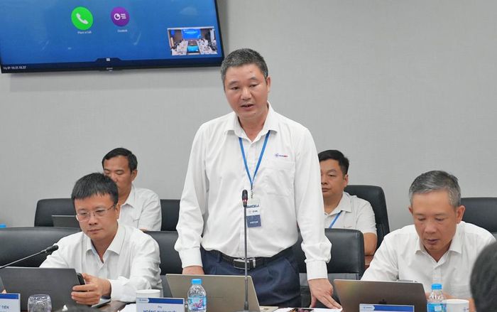 Ông Hoàng Xuân Khôi, Quyền Tổng giám đốc Tổng Công ty Truyền tải điện quốc gia phát biểu.