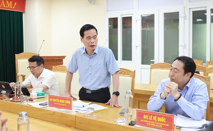  Đồng chí Nguyễn Mạnh Cường phát biểu chia sẻ kinh nghiệm của một số quốc gia trên thế giới về thực hiện bồi thường nhà nước. 