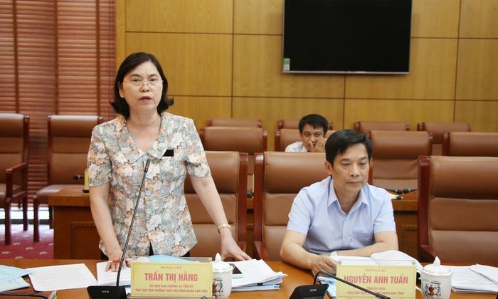 Đồng chí Trần Thị Hằng phát biểu tại hội nghị.