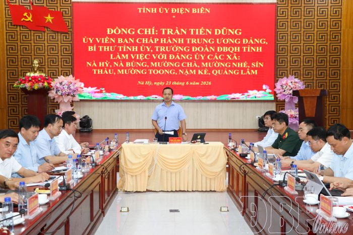 Bí thư Tỉnh ủy Trần Tiến Dũng phát biểu tại buổi làm việc.