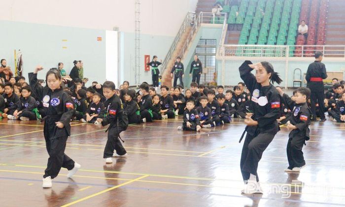 Các bộ môn võ thuật đã tổ chức nhiều hoạt động nâng cao phong trào và chất lượng võ sinh (ảnh: Các võ sinh thực hiện bài thi ở Kỳ thi nâng đai Võ Cổ truyền).