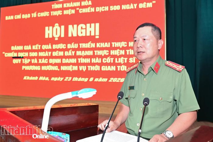 Lãnh đạo Công an tỉnh phát biểu tại hội nghị.