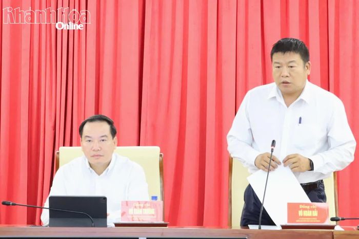 Đồng chí Võ Hoàn Hải phát biểu tại hội nghị.