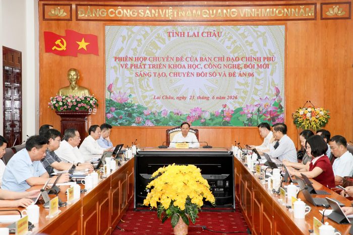 Quang cảnh phiên họp tại điểm cầu tỉnh Lai Châu. 